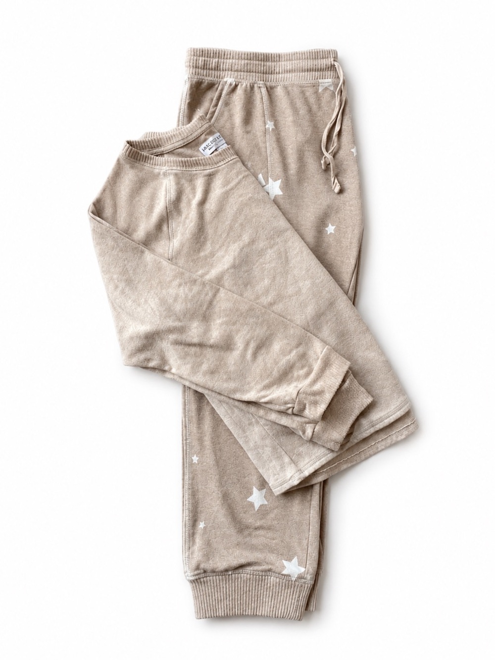Womens Beige Star Pajama Set